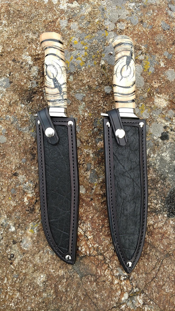 Stanaback-BMK-RMK-Mammoth Cross-cut Tusk Pair with Warlander Elephant Inlay Sheaths-KT.jpg