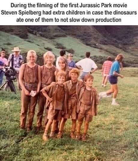 During the filming of the first Jurassic Park movie.jpg